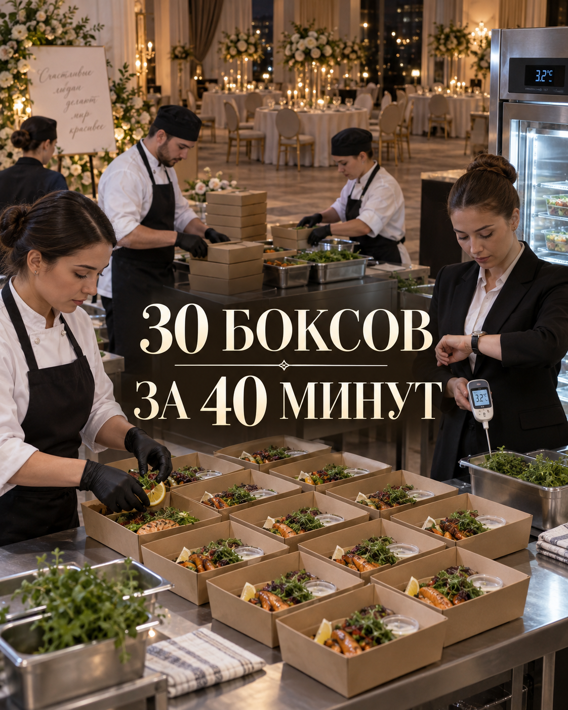 Еда после свадьбы: 30 боксов за 40 минут без риска