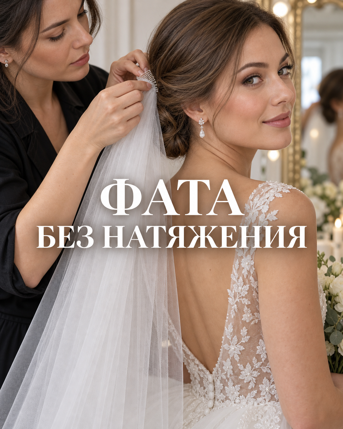 Фата, которая не тянет причёску и снимается за минуту