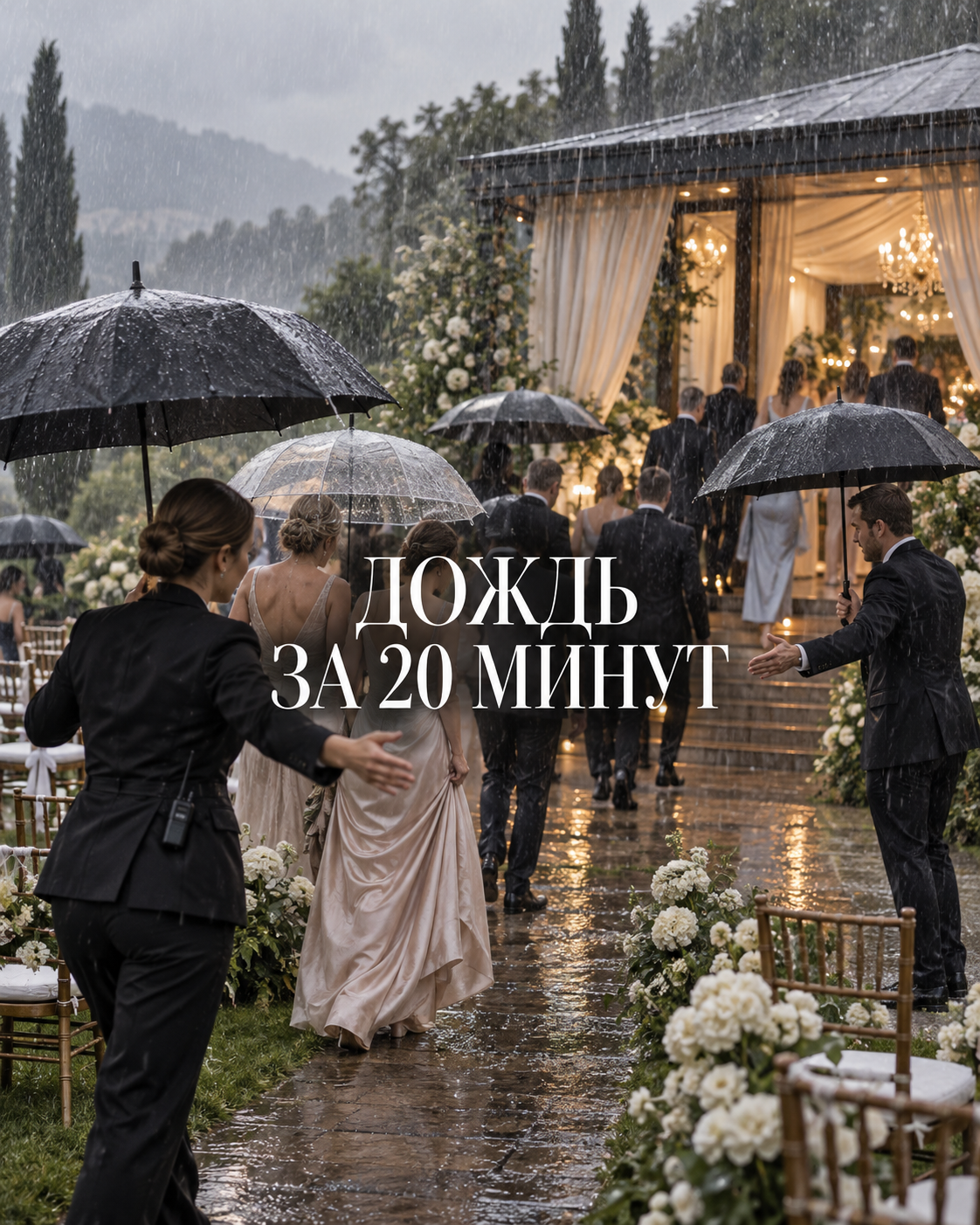 Дождь за 20 минут до церемонии: маршрут для 60 гостей