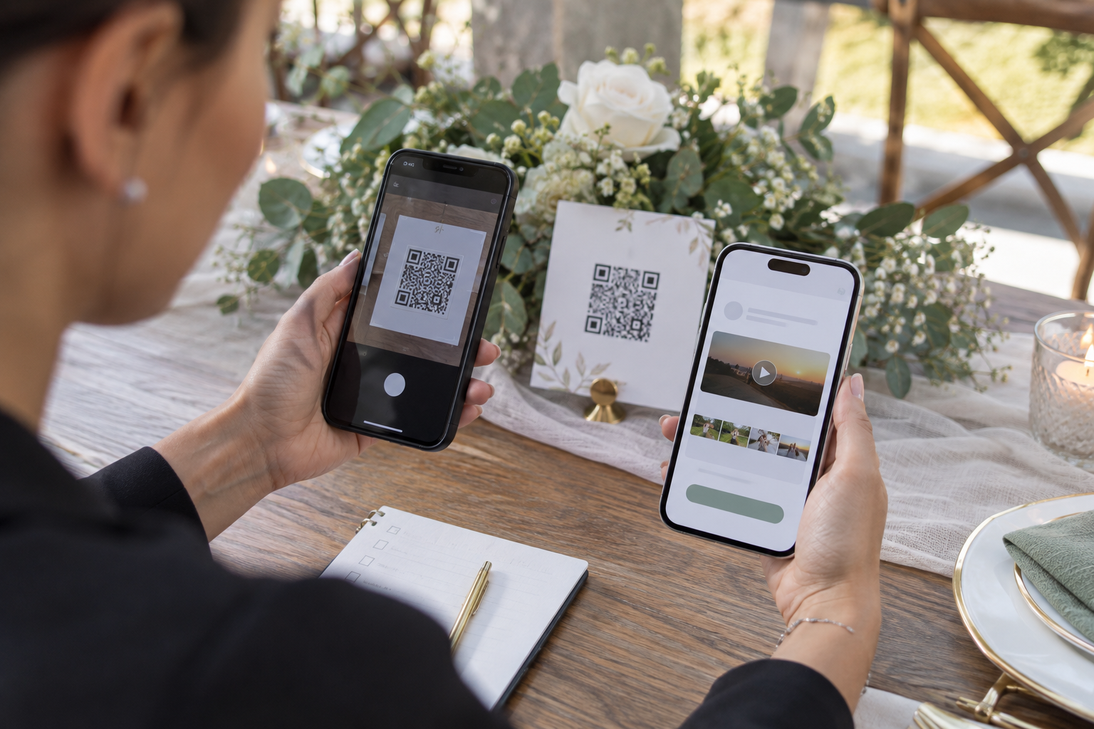 Проверка свадебного QR-кода на двух телефонах