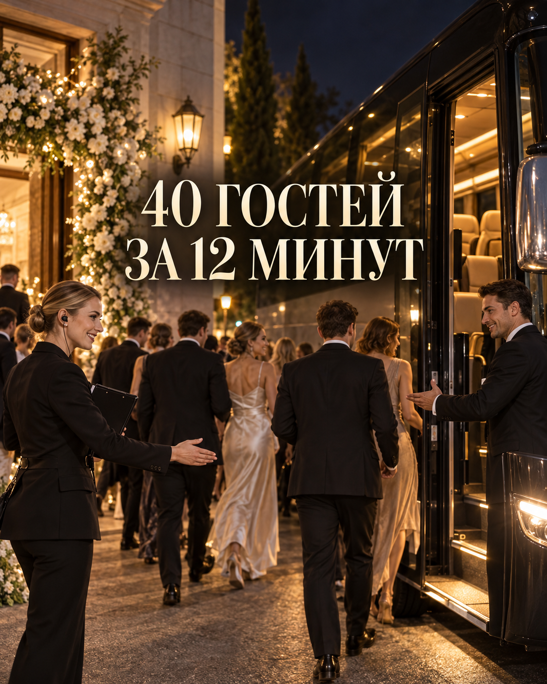 Последний автобус со свадьбы: посадка 40 гостей за 12 минут
